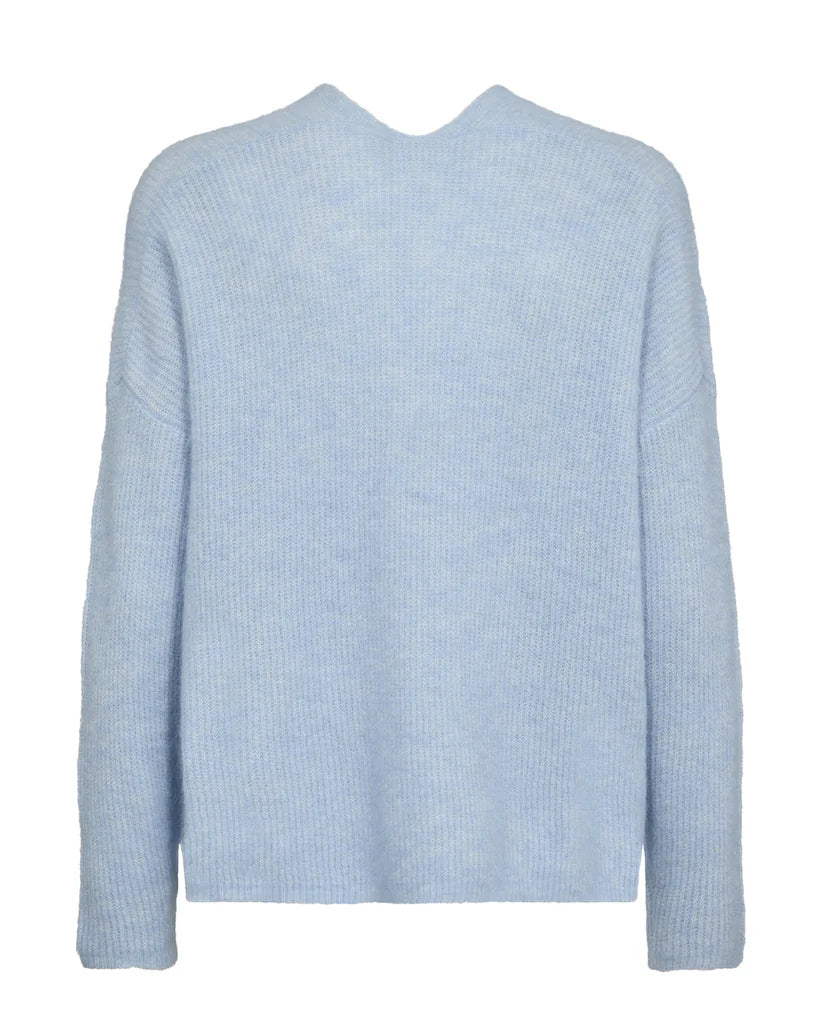 Mos Mosh 'MMThora V Neck Jumper ( Ecru/ Grape Leaf/Feather Grey/Blue Steel)