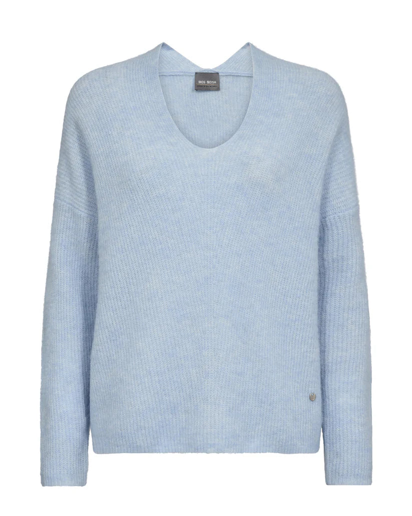 Mos Mosh 'MMThora V Neck Jumper ( Ecru/ Grape Leaf/Feather Grey/Blue Steel)