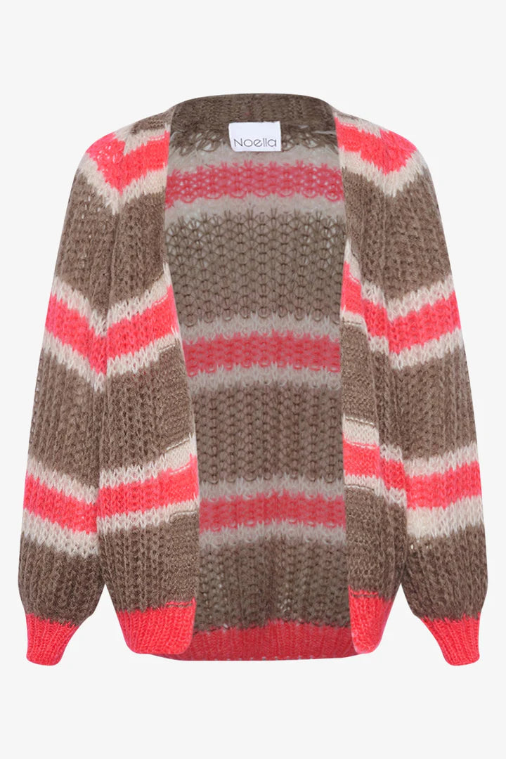 NOELLA "Vera Knit Cardigan" (Berry Red Mix/Brown Pink Mix)