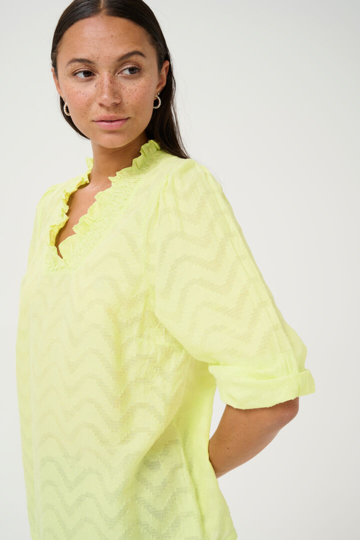 KAFFE "KAVictoria Blouse2 (Chalk/Lettuce Green)