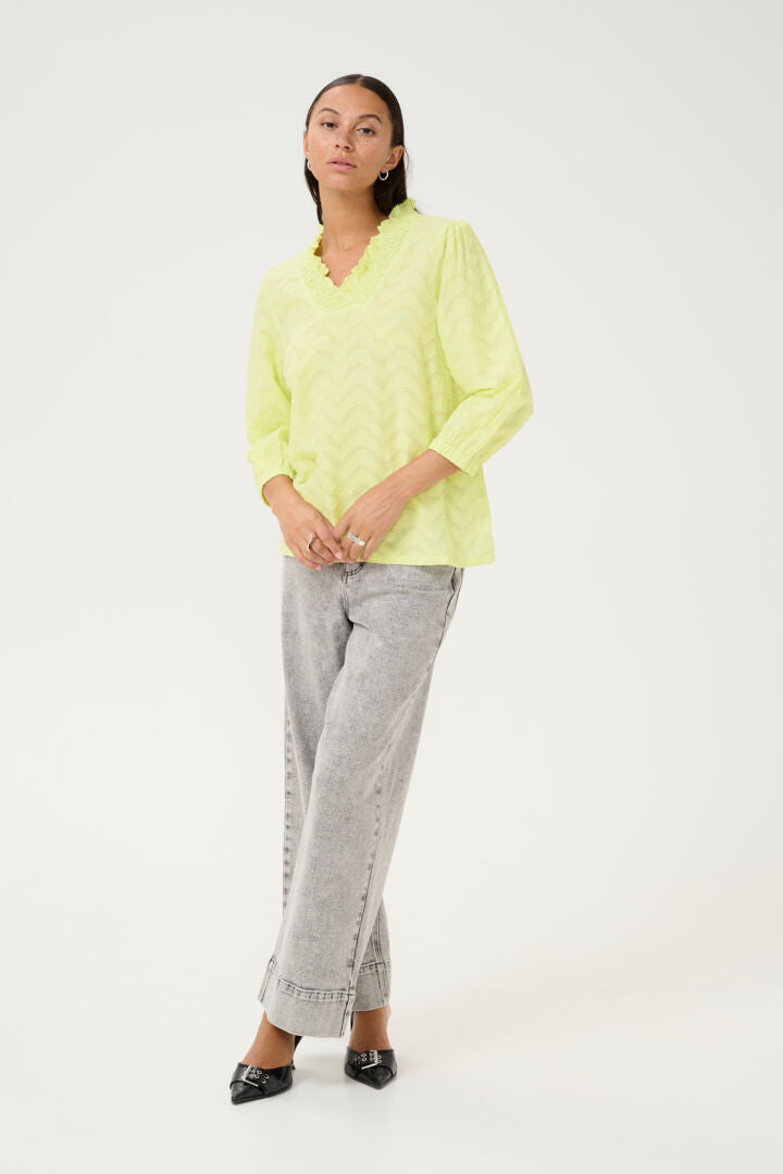 KAFFE "KAVictoria Blouse2 (Chalk/Lettuce Green)