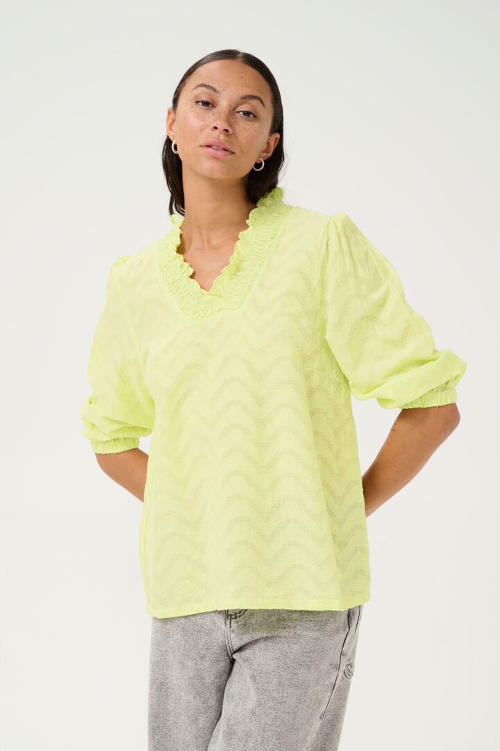 KAFFE "KAVictoria Blouse2 (Chalk/Lettuce Green)