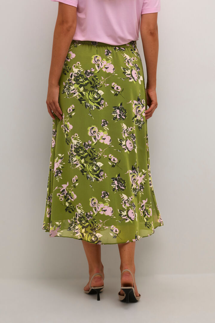 KAFFE 'Vita' Skirt (Green Stencil Floral)