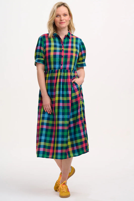 SUGARHILL "Willet Midi Smock" ( Multi Midnight Gingham)