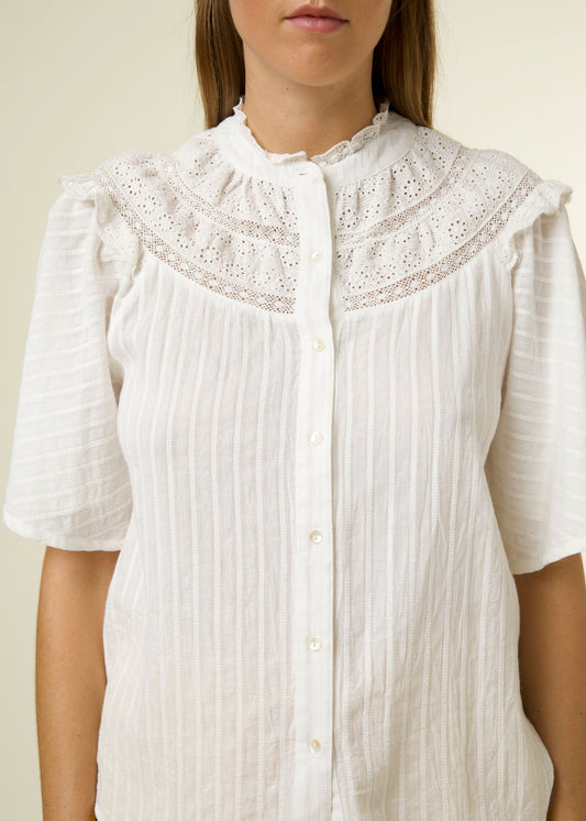 vintage style summer blouse with button front