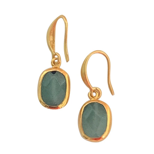 Upgrade your ear stack. The Julie earrings featuring a beautiful Green Adventurine stone set define timeless elegance.